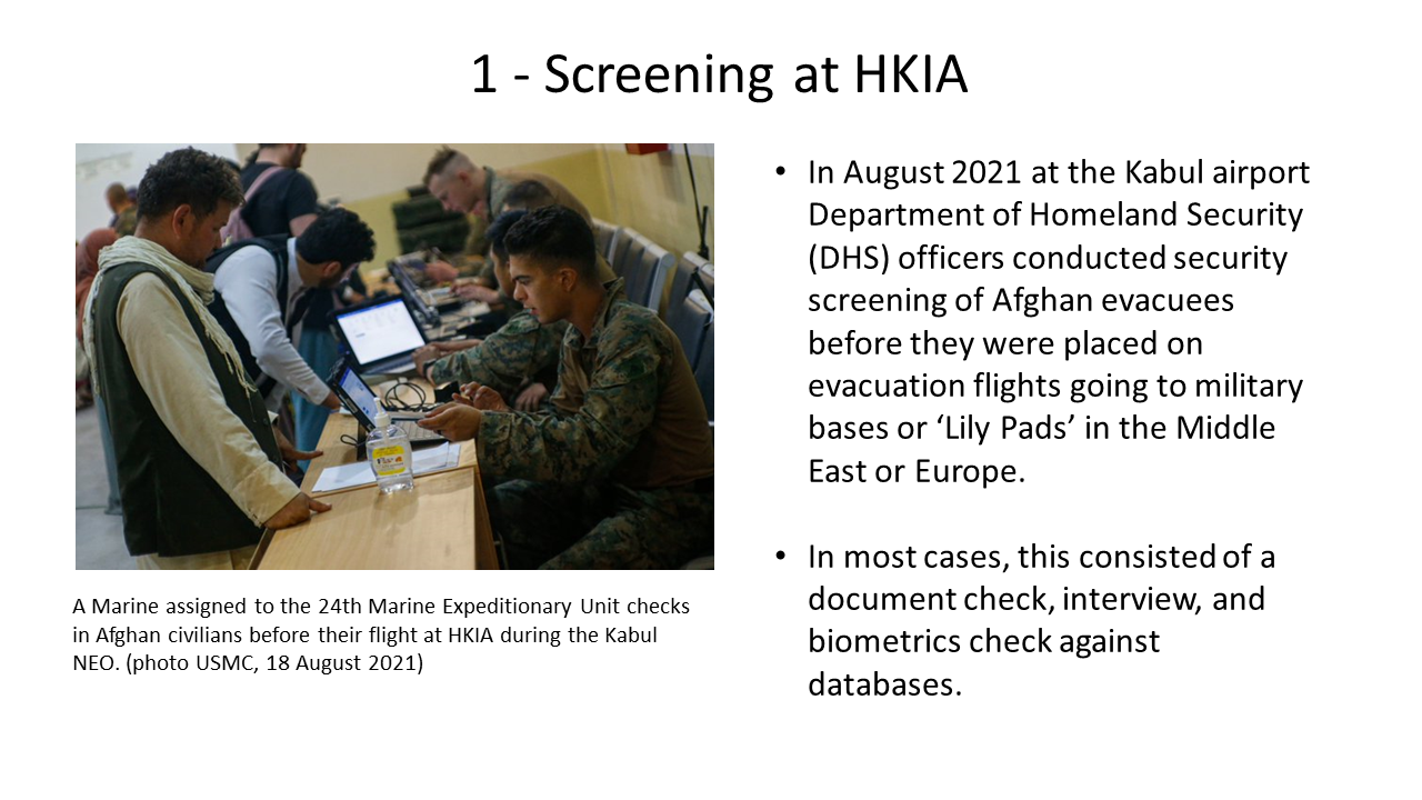 Screening at Kabul Airport during NEO August 2021